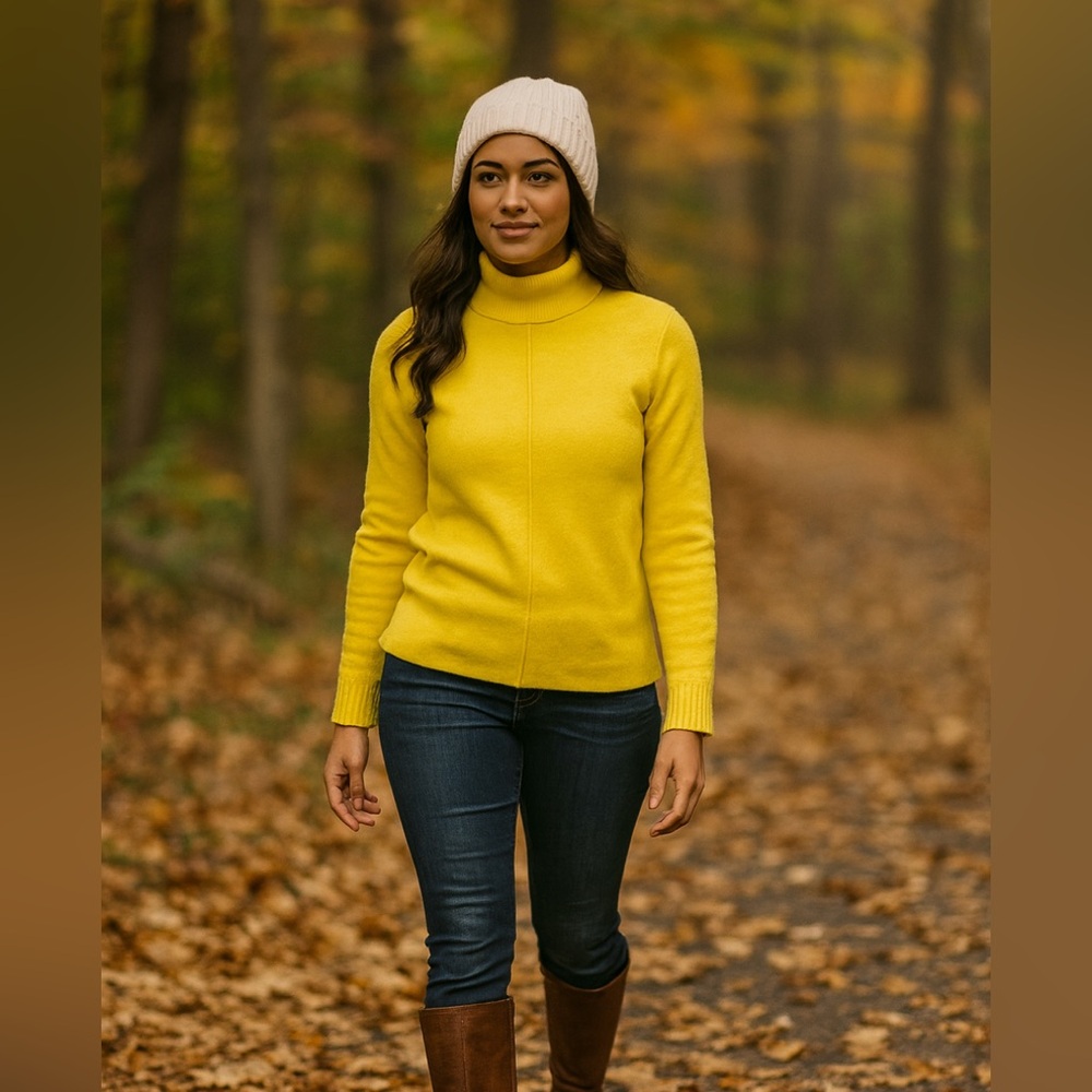 Sea New‎ York 100% Wool Turtleneck Sweater in Bright Yellow - Size Small